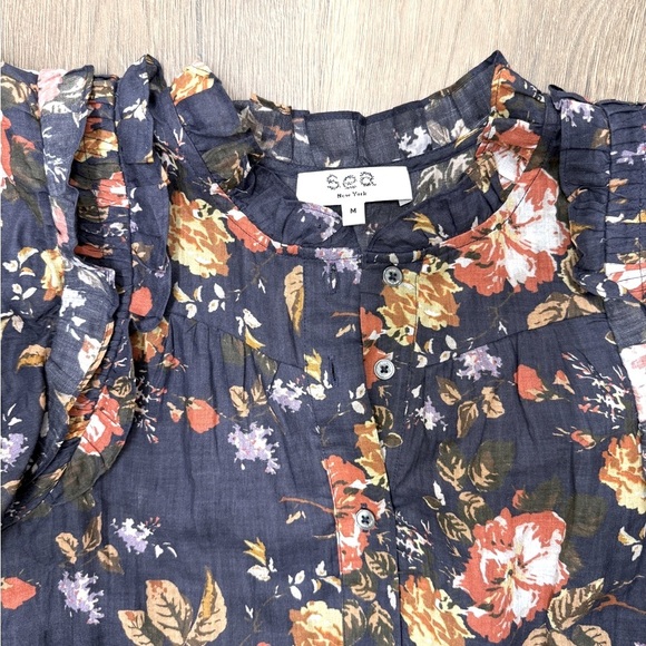 Sea New York Navy and Orange Floral Midi Dress - Picture 8 of 8